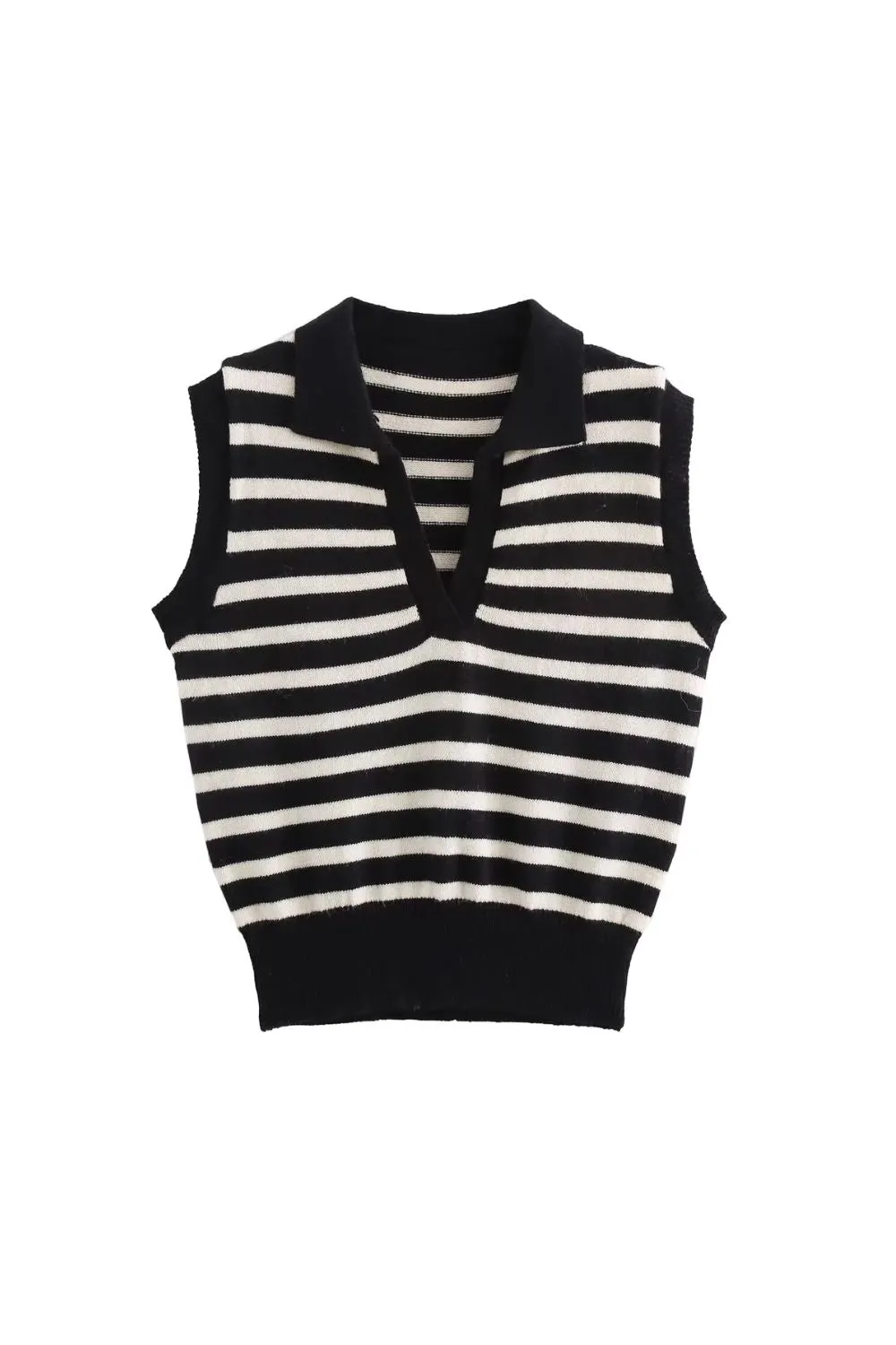'Quinn' Lapel-Detail Striped Vest sold by Goodnight Macaroon product image thumbnail 4