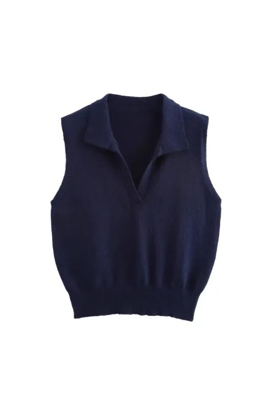 'Quinn' Lapel-Detail Striped Vest sold by Goodnight Macaroon