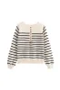 'Kennedy' Button-Down Retro Striped Puff Sleeve Sweater sold by Goodnight Macaroon