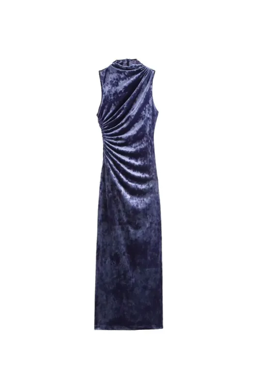 ‘Lucy’  Slimming Velvet Pleated Dress sold by Goodnight Macaroon