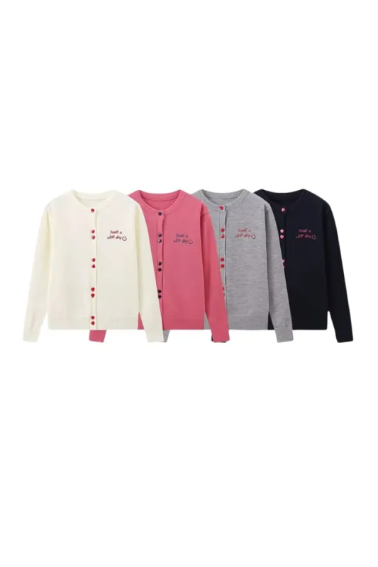 ' Violet ' Embroidered Lettering Long-Sleeve Open Cardigan sold by Goodnight Macaroon