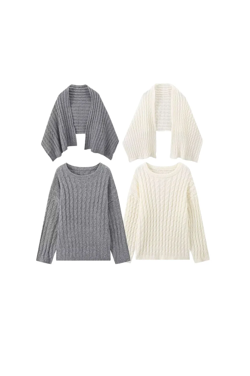 'Sarah' Long-Sleeve Scarf-Neck Knitted Sweater sold by Goodnight Macaroon
