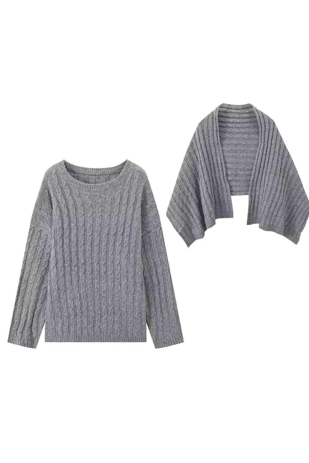 'Sarah' Long-Sleeve Scarf-Neck Knitted Sweater sold by Goodnight Macaroon product image thumbnail 2