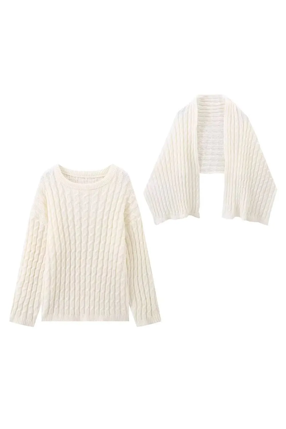 'Sarah' Long-Sleeve Scarf-Neck Knitted Sweater sold by Goodnight Macaroon product image thumbnail 4