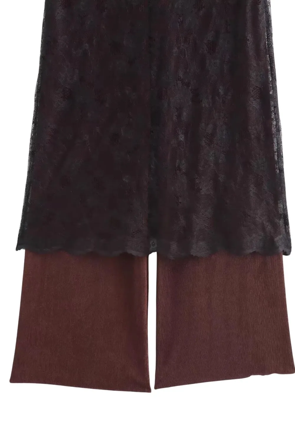 'Rose' Lace-Paneled Straight-Leg Pants sold by Goodnight Macaroon product image thumbnail 4