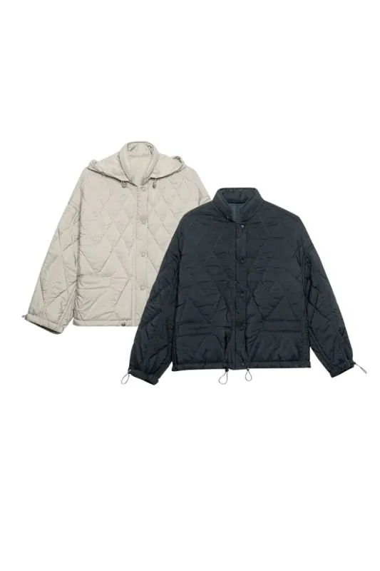 'Jade' Collared Foldable Hooded Down Jacket（2 color) made by Goodnight Macaroon