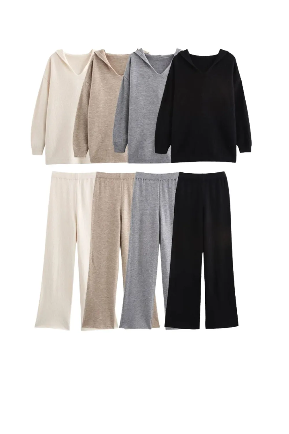 'Lydia' Hooded Pullover Sweater & Wide-Leg Pants Set sold by Goodnight Macaroon