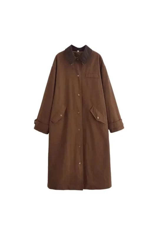 'Serenity' Casual Waxed-Effect Trench Coat made by Goodnight Macaroon