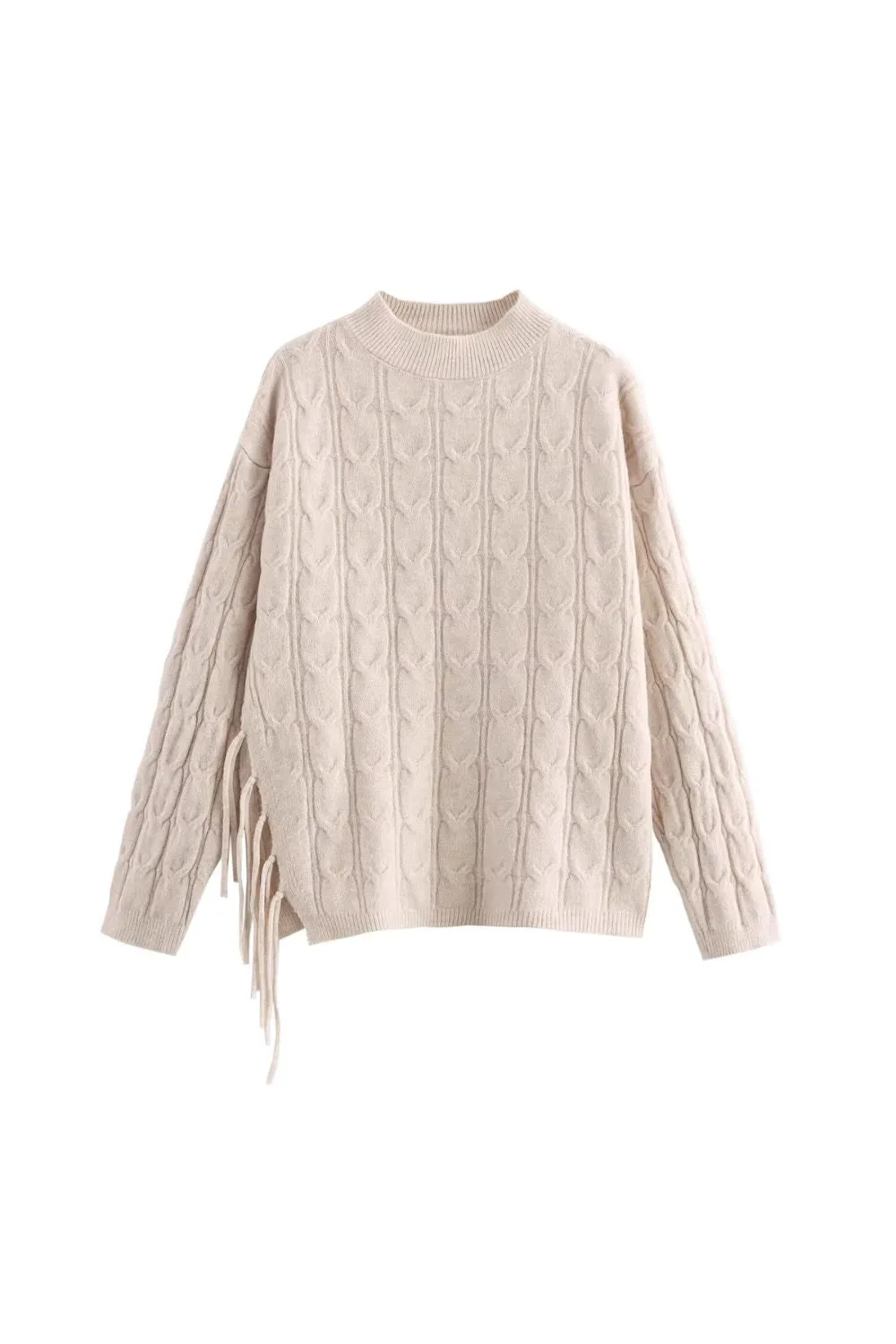 'Ava' Twisted Cable Pullover & Fringe Skirt Knit Set sold by Goodnight Macaroon product image thumbnail 2