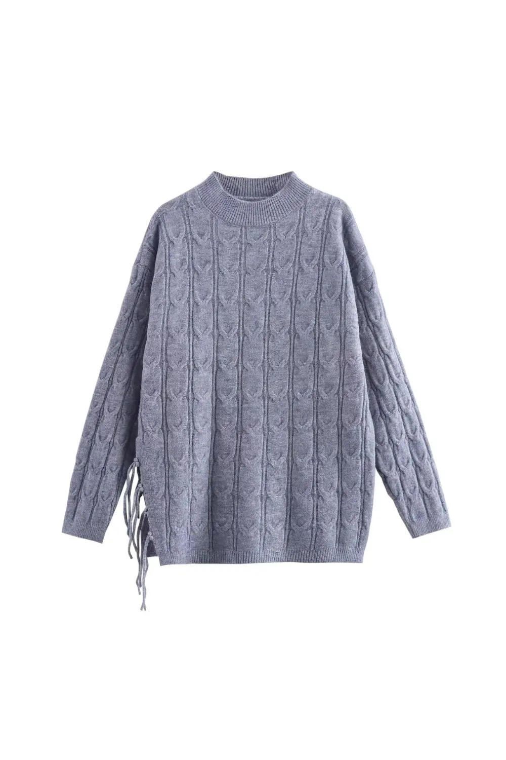 'Ava' Twisted Cable Pullover & Fringe Skirt Knit Set sold by Goodnight Macaroon product image thumbnail 4