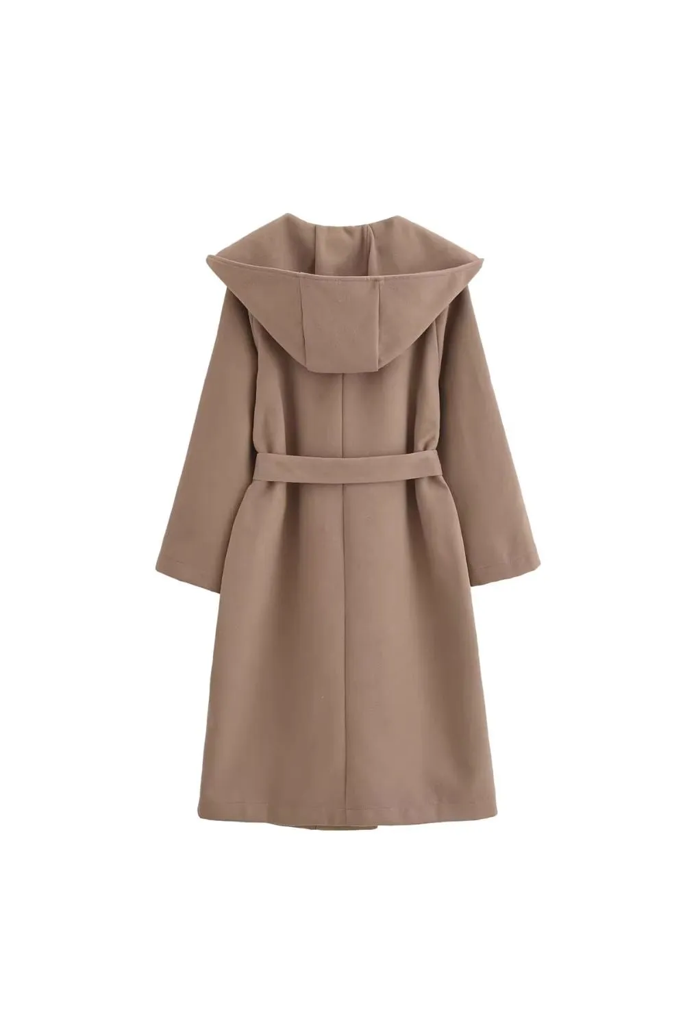 'Autum' Brown Cape-Style Hooded Coat with Belt sold by Goodnight Macaroon product image thumbnail 2