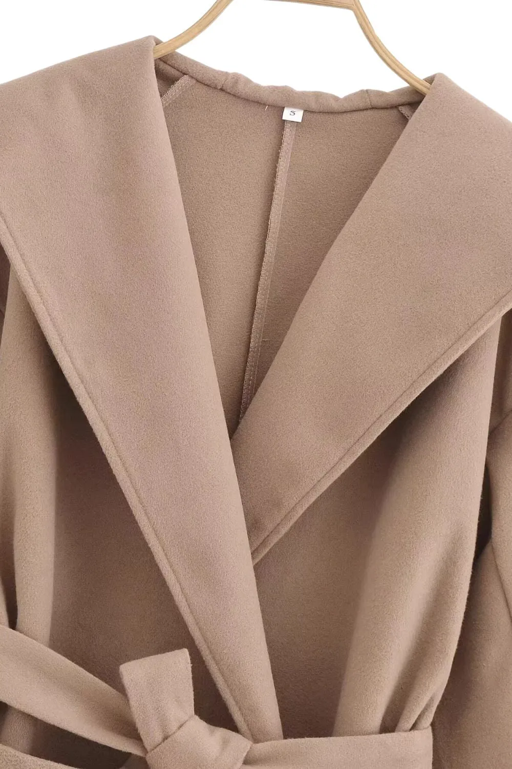 'Autum' Brown Cape-Style Hooded Coat with Belt sold by Goodnight Macaroon product image thumbnail 3