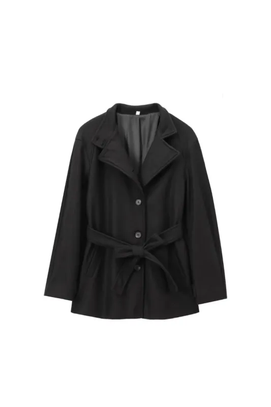 ‘Damaris' Belted Solid-Color Mid-Length Overcoat made by Goodnight Macaroon