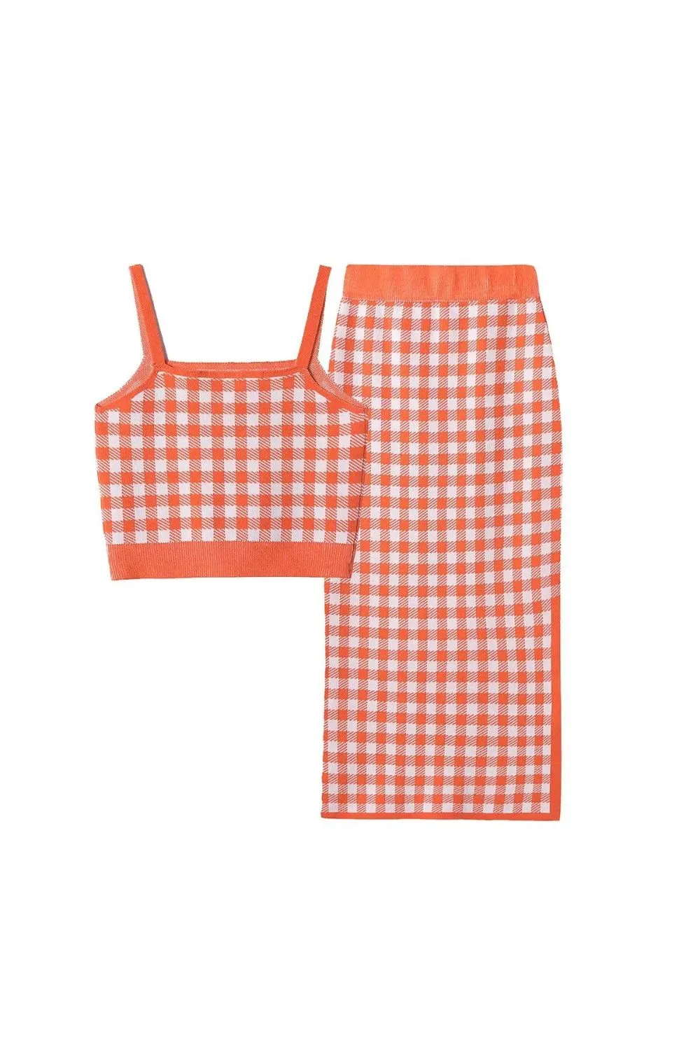 ‘Dalal ' Fine-Strapped Plaid Pencil Skirt & Matching Top Two-Piece Set sold by Goodnight Macaroon product image thumbnail 3