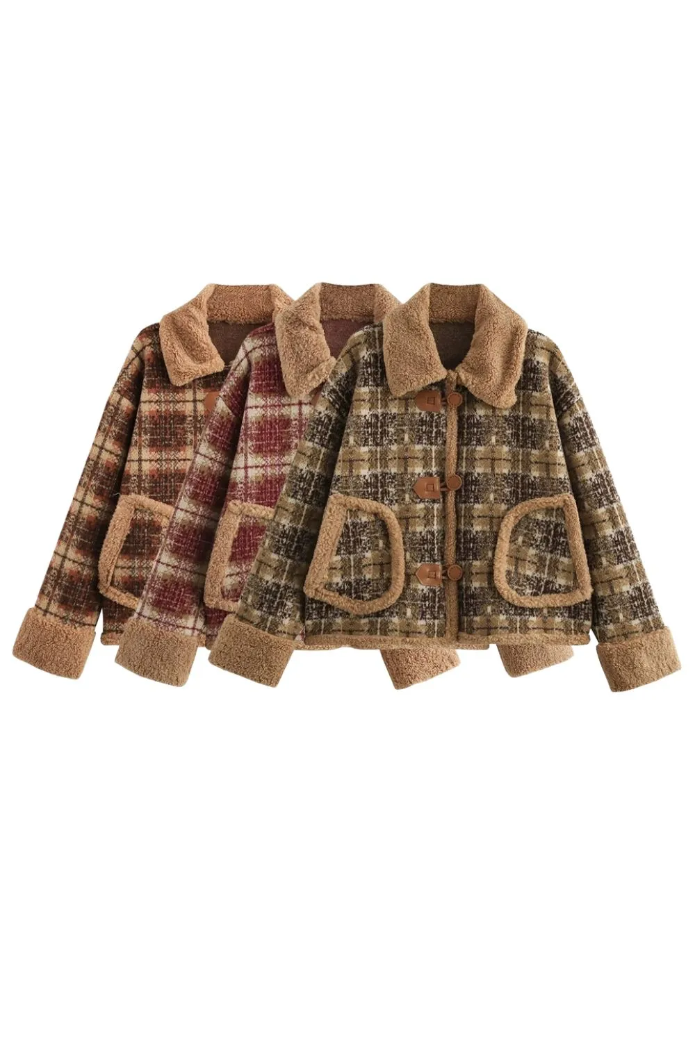 ' Dagmar' Lamb Wool-Trimmed Plaid Jacket sold by Goodnight Macaroon