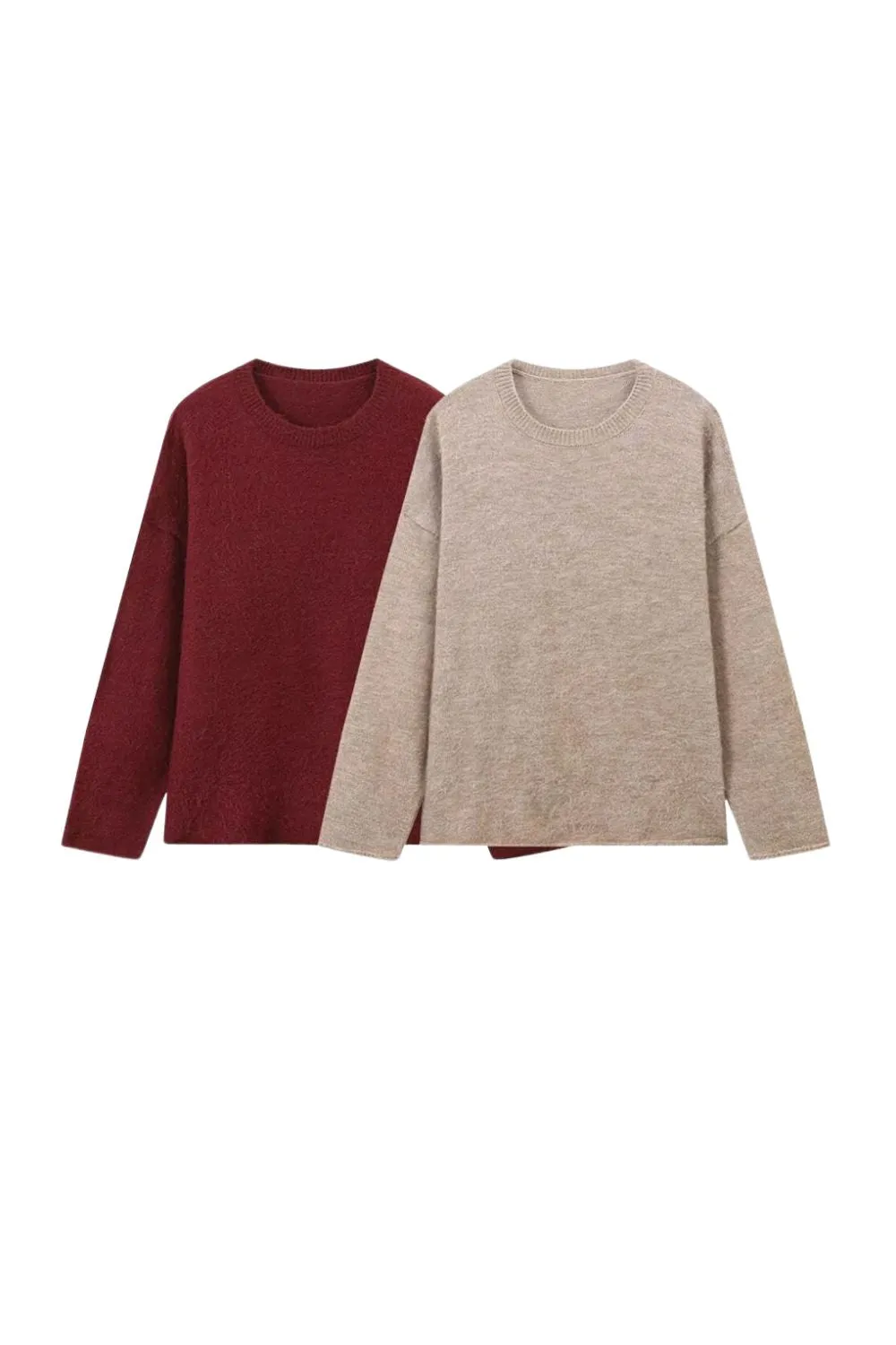 'Fiona' Crew Neck Long Sleeve Fuzzy Top sold by Goodnight Macaroon