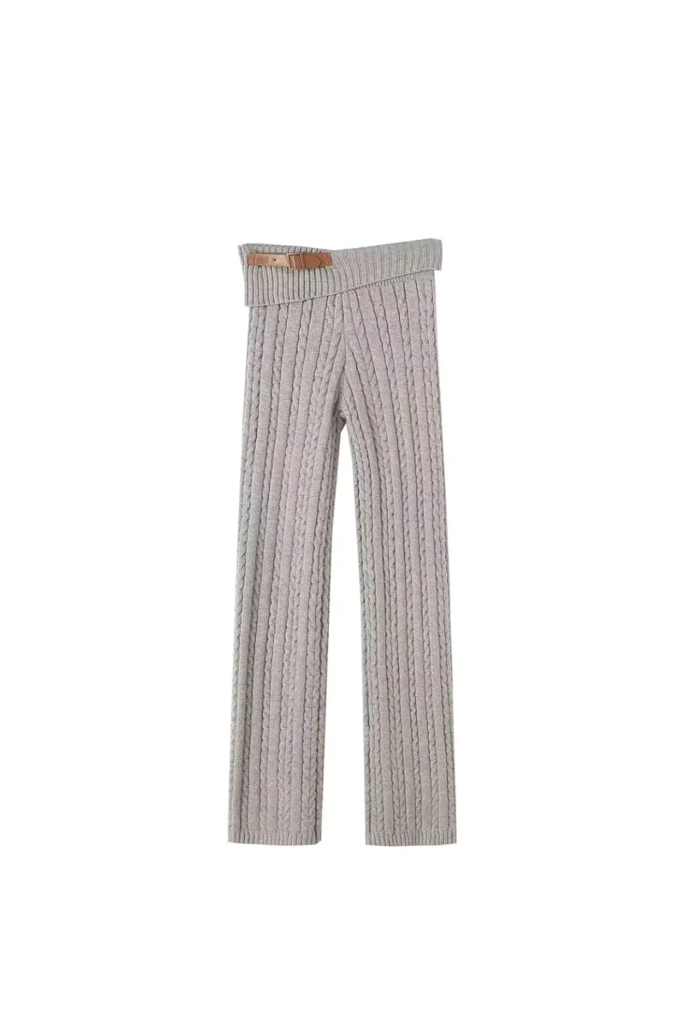 'Heather' Grey Twisted Knit Flap-Waist Pants sold by Goodnight Macaroon