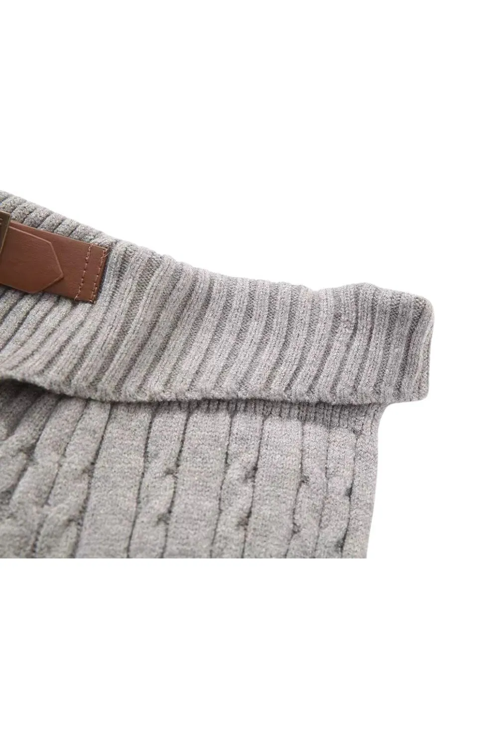 'Heather' Grey Twisted Knit Flap-Waist Pants sold by Goodnight Macaroon product image thumbnail 3