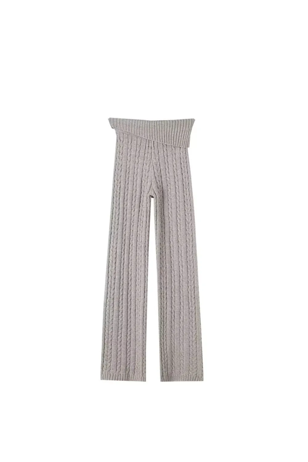 'Heather' Grey Twisted Knit Flap-Waist Pants sold by Goodnight Macaroon product image thumbnail 2