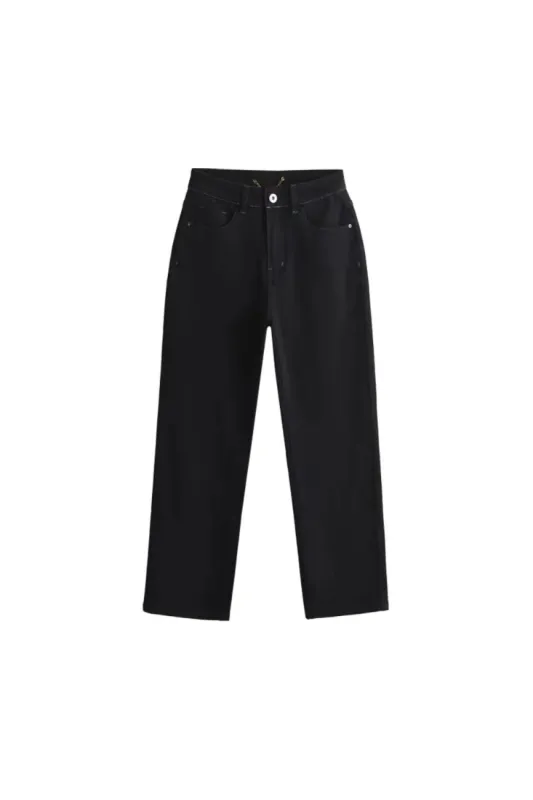 'Lynn' Black Straight-Leg Denim Pants sold by Goodnight Macaroon