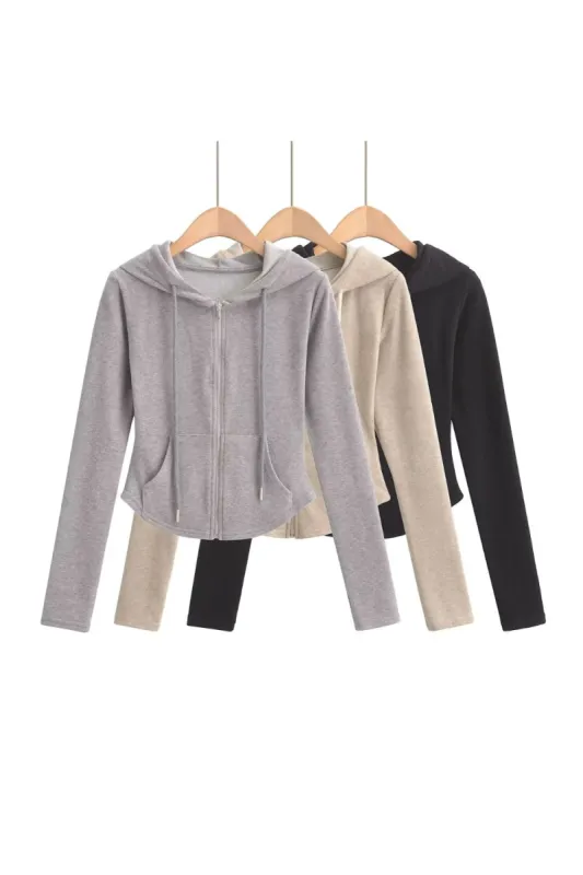 'Dawn' Zip-Up Hooded Brushed Fleece Top sold by Goodnight Macaroon