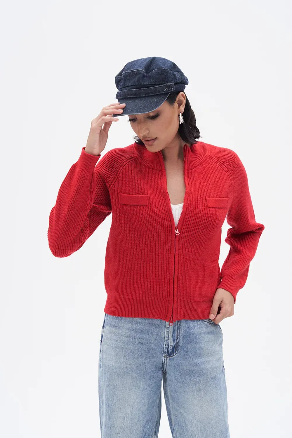 'Lindsay' Double-Zip Open Front Cardigan Sweater sold by Goodnight Macaroon product image thumbnail 3