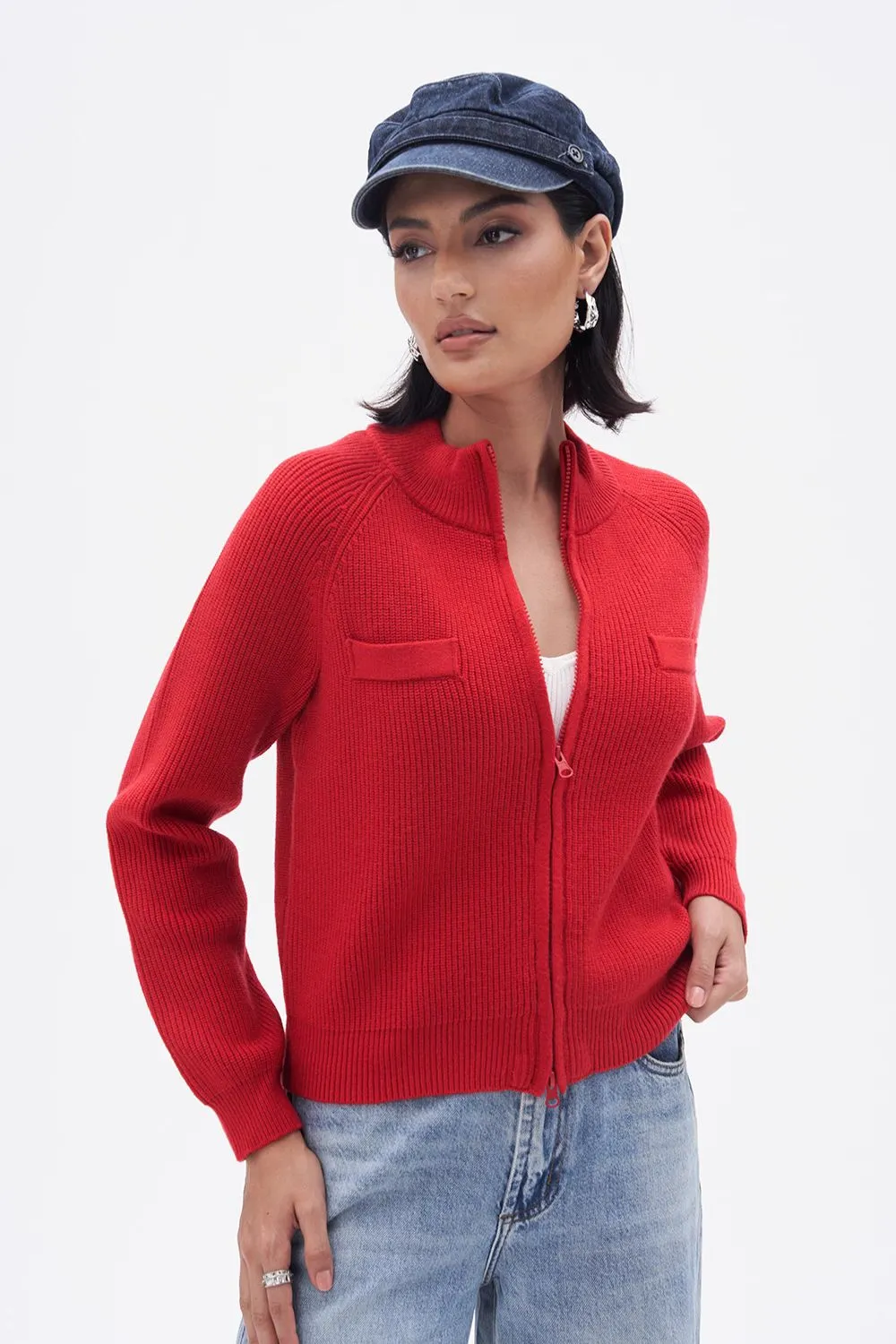 'Lindsay' Double-Zip Open Front Cardigan Sweater sold by Goodnight Macaroon product image thumbnail 4