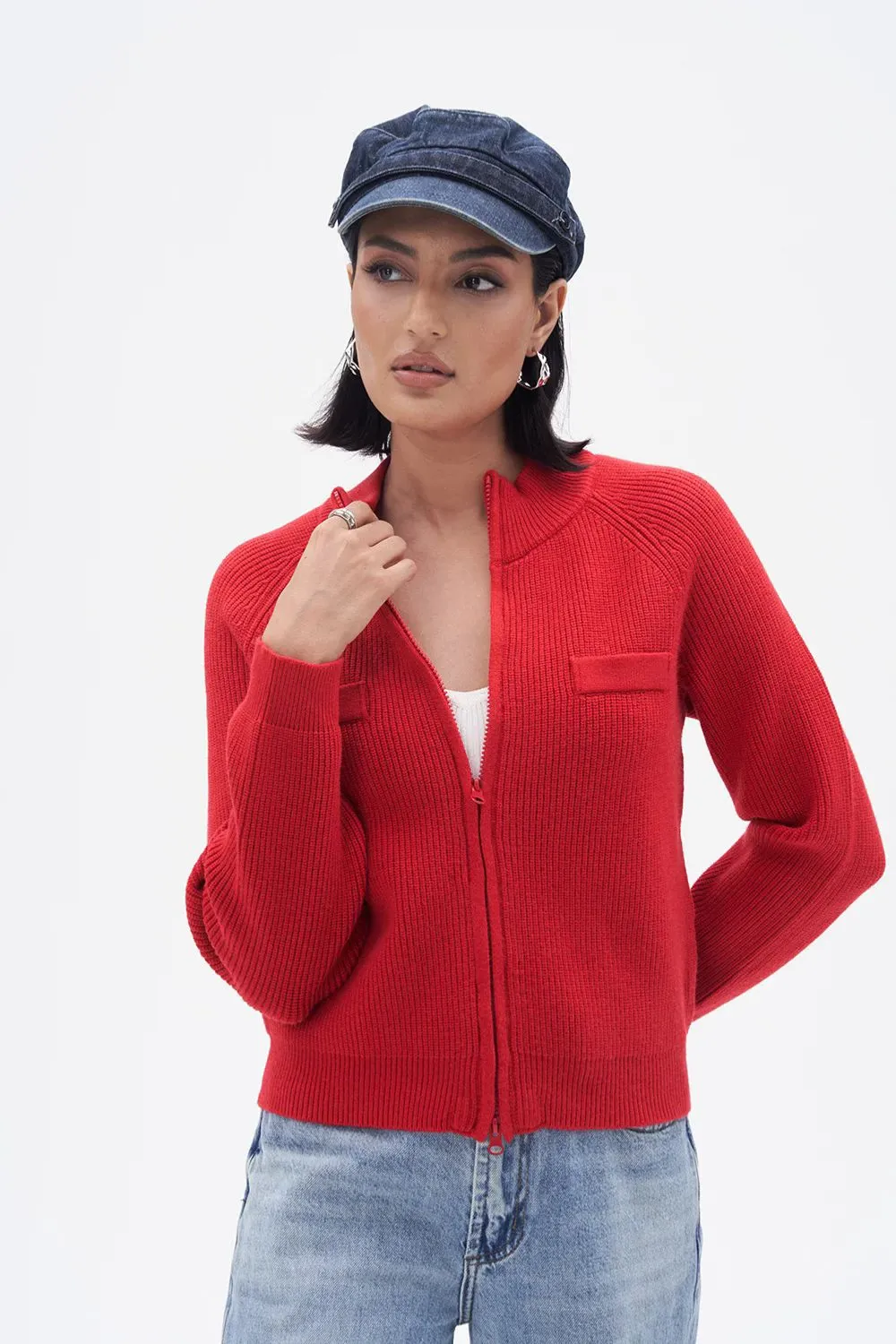 'Lindsay' Double-Zip Open Front Cardigan Sweater sold by Goodnight Macaroon product image thumbnail 2