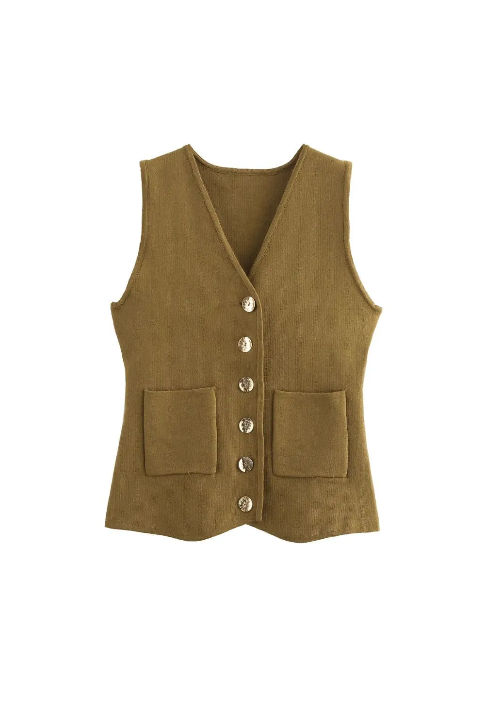 'Shirley' Gold-Button Knitted Vest Top sold by Goodnight Macaroon