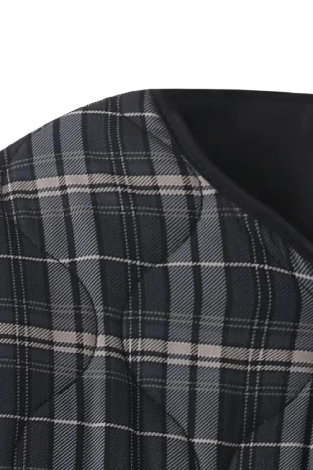 'Justine' Stylish Plaid Round-Neck Cotton Jacket sold by Goodnight Macaroon product image thumbnail 5