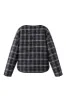 'Justine' Stylish Plaid Round-Neck Cotton Jacket sold by Goodnight Macaroon