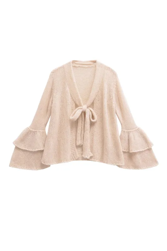 'Gillian' Long-Sleeve Layered Decor Knit Cardigan sold by Goodnight Macaroon
