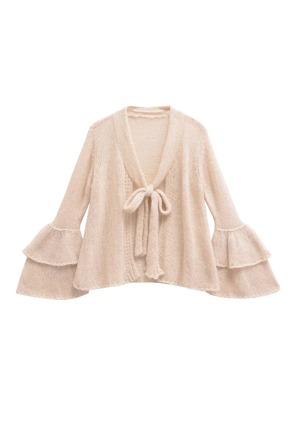 'Gillian' Long-Sleeve Layered Decor Knit Cardigan sold by Goodnight Macaroon