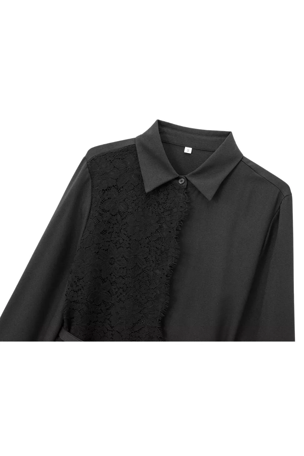'Dawn' Color-blocked Lace Long-Sleeve Collar Shirt sold by Goodnight Macaroon product image thumbnail 3