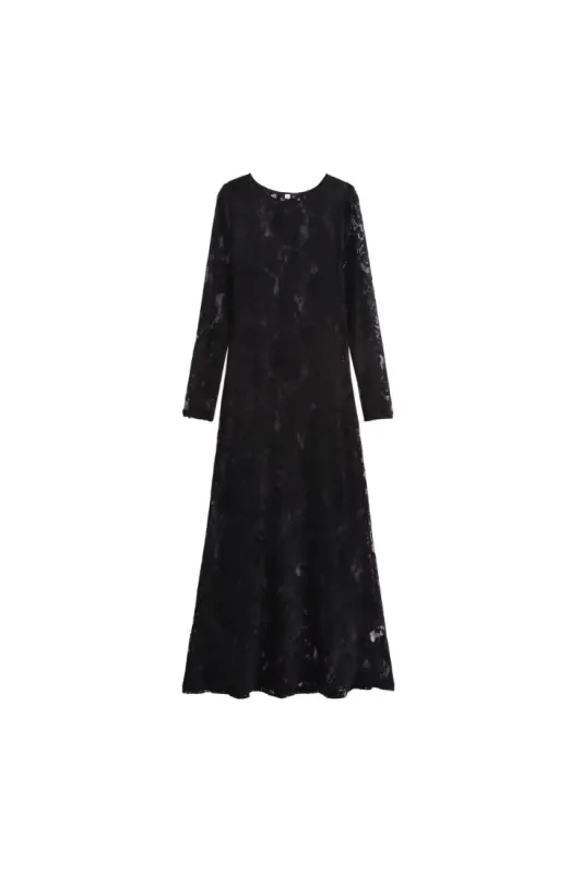 'Joanne' Sexy Fitted Lace Sheer Maxi Dress made by Goodnight Macaroon
