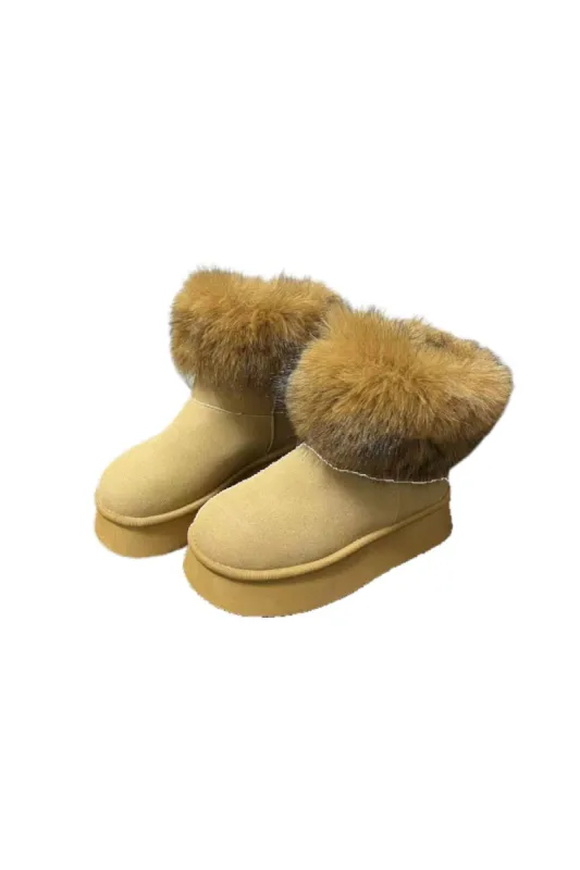 ‘Olivia ’ Faux Fur & Thick Sole Snow Boots made by Goodnight Macaroon