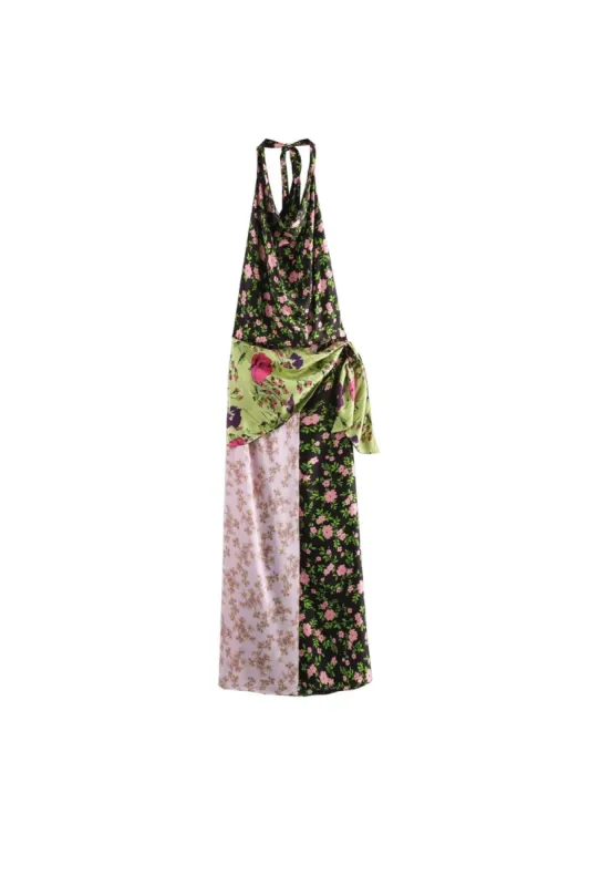‘Abigail ’Satin-Style Patchwork Maxi Dress sold by Goodnight Macaroon