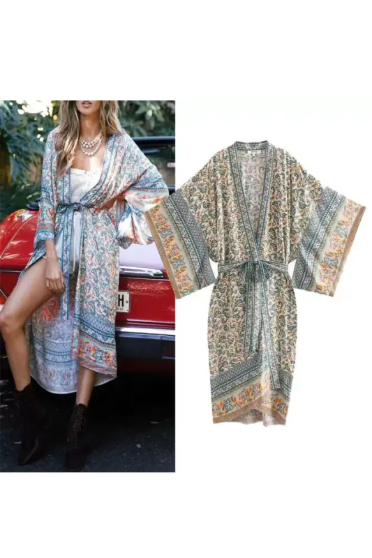 'Amelia' Seductive Print Kimono Belted Jacket sold by Goodnight Macaroon