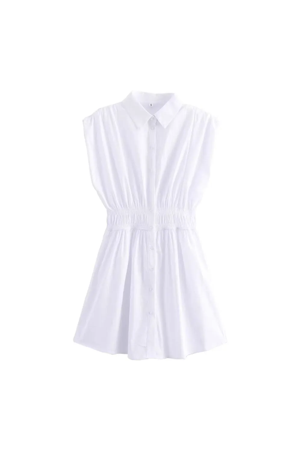 ‘Isabella’ White Casual Elastic Waist Mini Dress sold by Goodnight Macaroon
