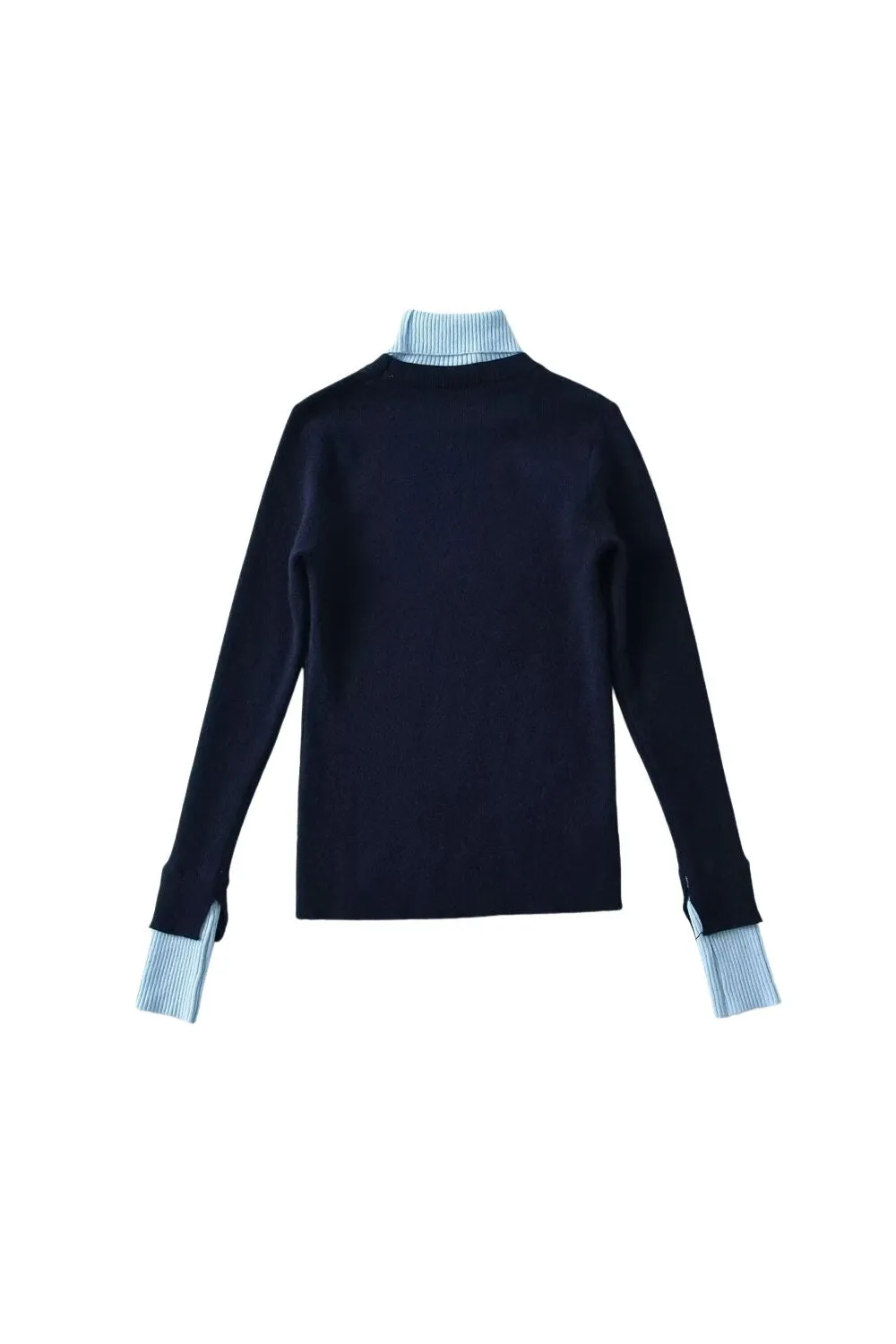 'Hazel ' Color-blocked Fake Two-Piece High Neck Knit Top sold by Goodnight Macaroon product image thumbnail 4