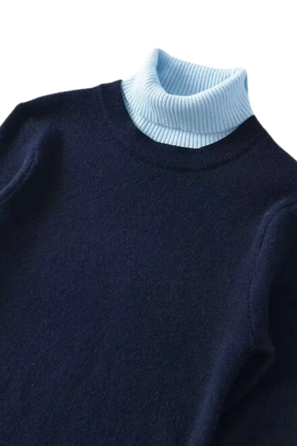 'Hazel ' Color-blocked Fake Two-Piece High Neck Knit Top sold by Goodnight Macaroon product image thumbnail 5