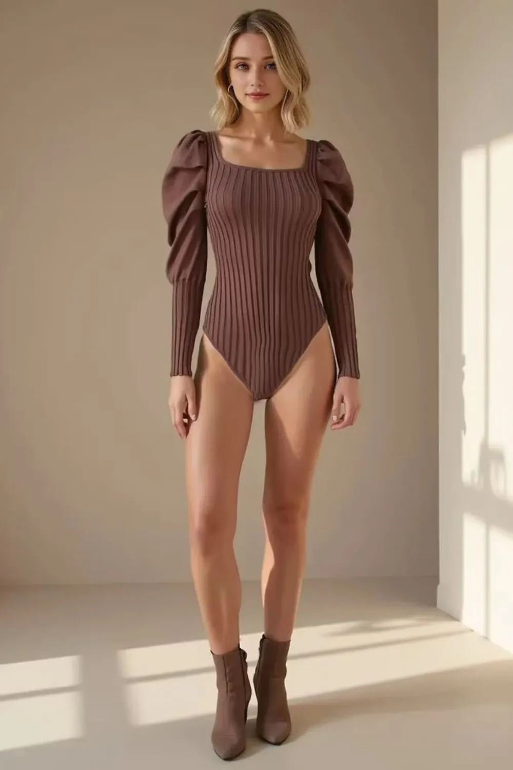 'Lily ' Puff Sleeve Knit Jumpsuit Top sold by Goodnight Macaroon product image thumbnail 4
