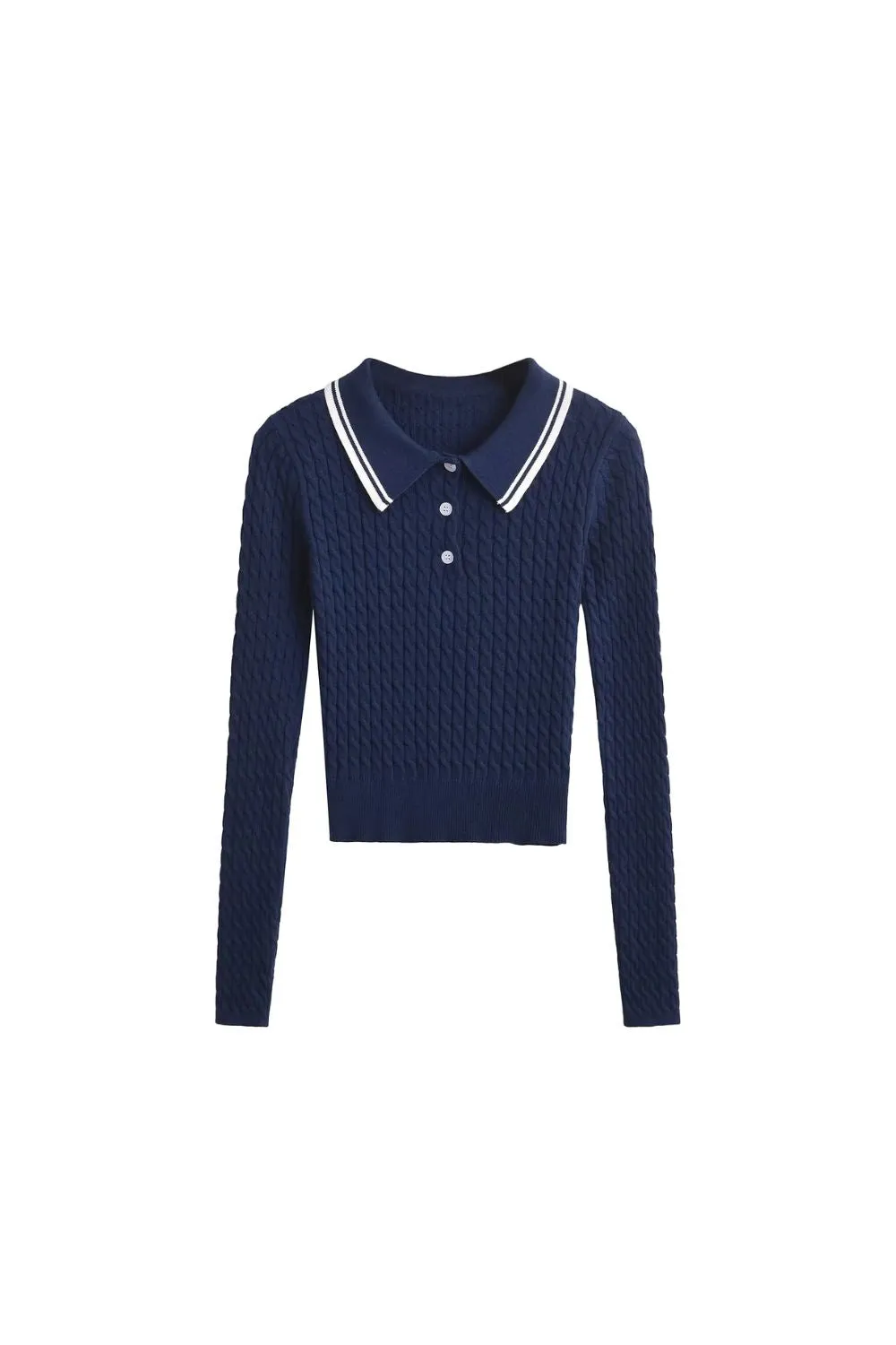 'Violet' Cabled Polo Knit Sweater sold by Goodnight Macaroon product image thumbnail 2