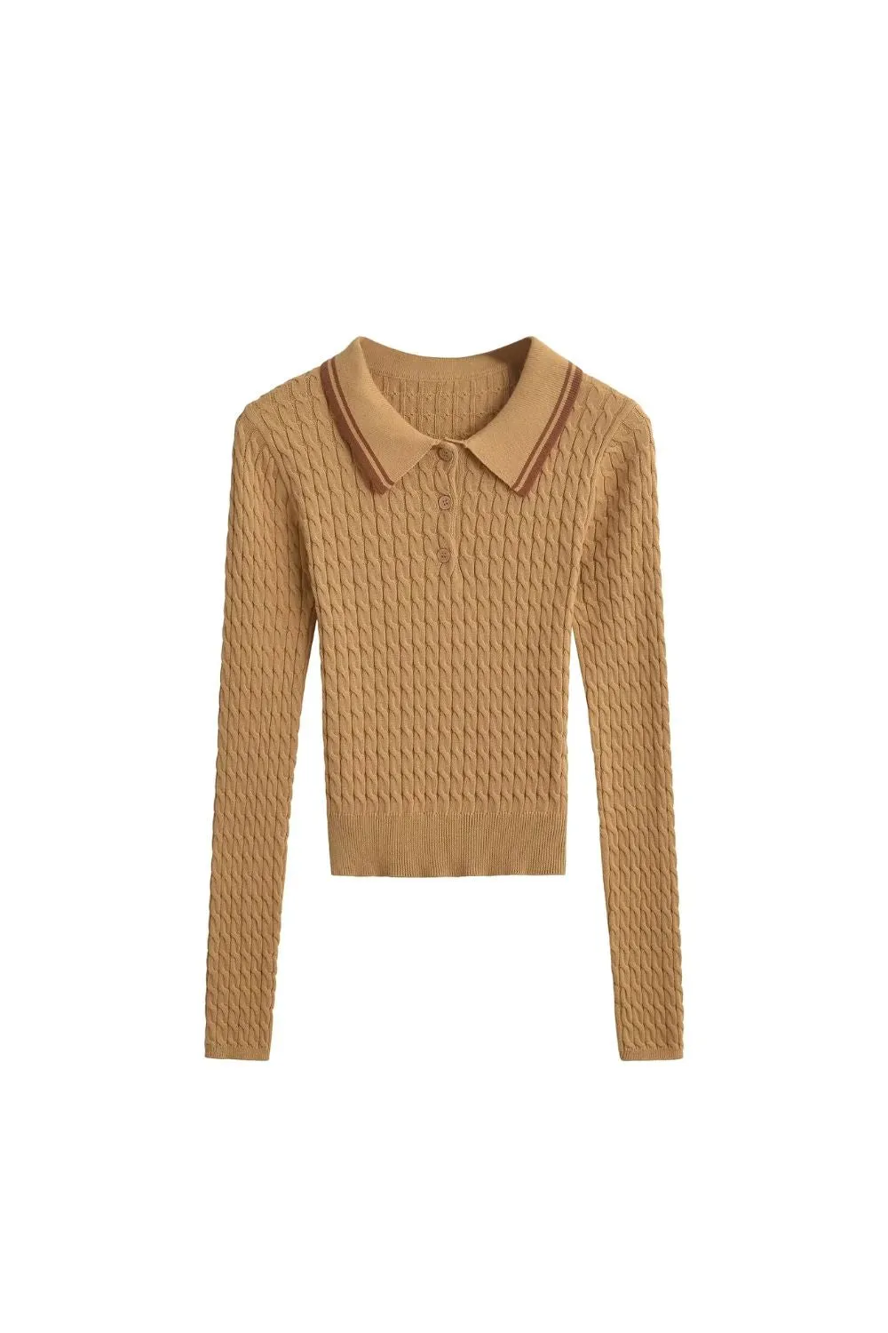 'Violet' Cabled Polo Knit Sweater sold by Goodnight Macaroon product image thumbnail 3