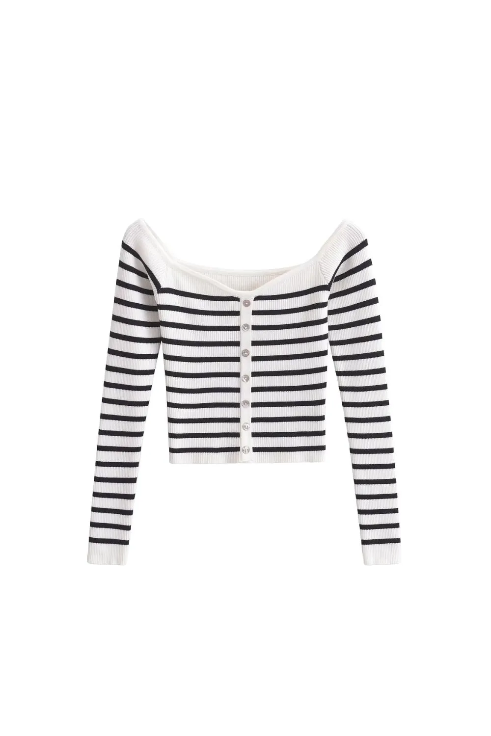 'Everly' Striped Boat Neck Knit Top sold by Goodnight Macaroon product image thumbnail 2