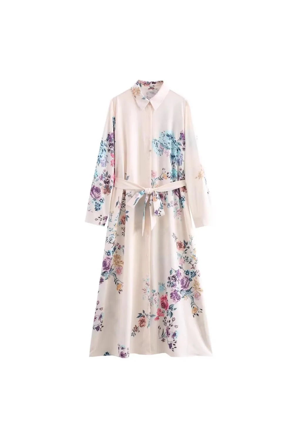 'Naomi 'Long-Sleeve Printed Shirt Dress with Belt sold by Goodnight Macaroon