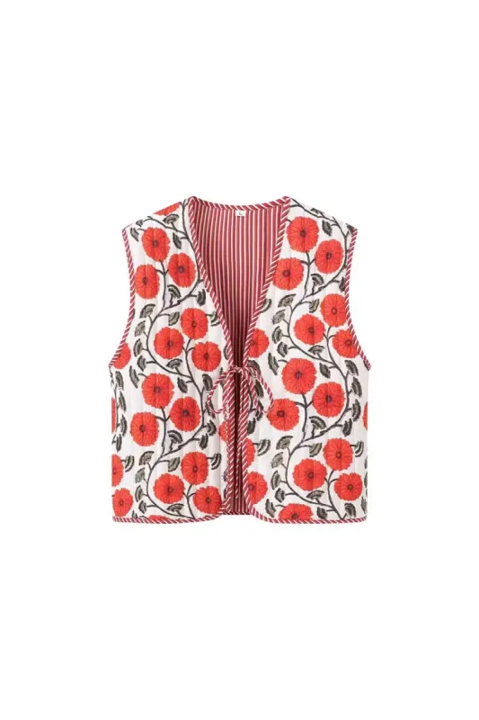 'Elena' Printed Tie-Front Tank Top sold by Goodnight Macaroon