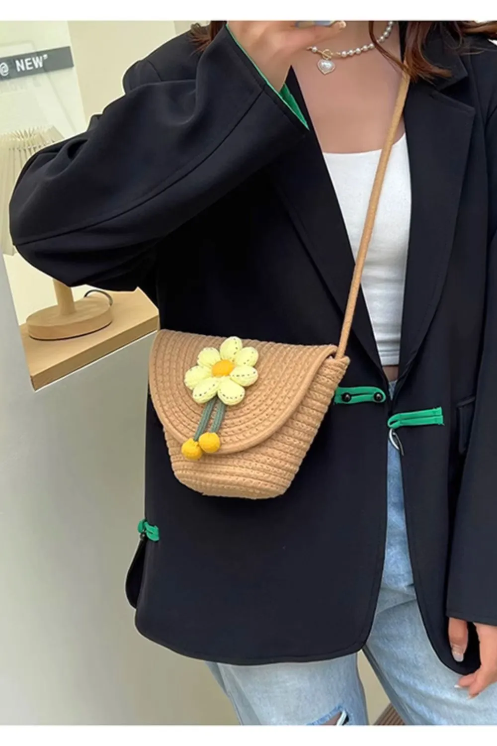 'Gianna' Woven Mini Crossbody Bag(3 color) sold by Goodnight Macaroon product image thumbnail 2