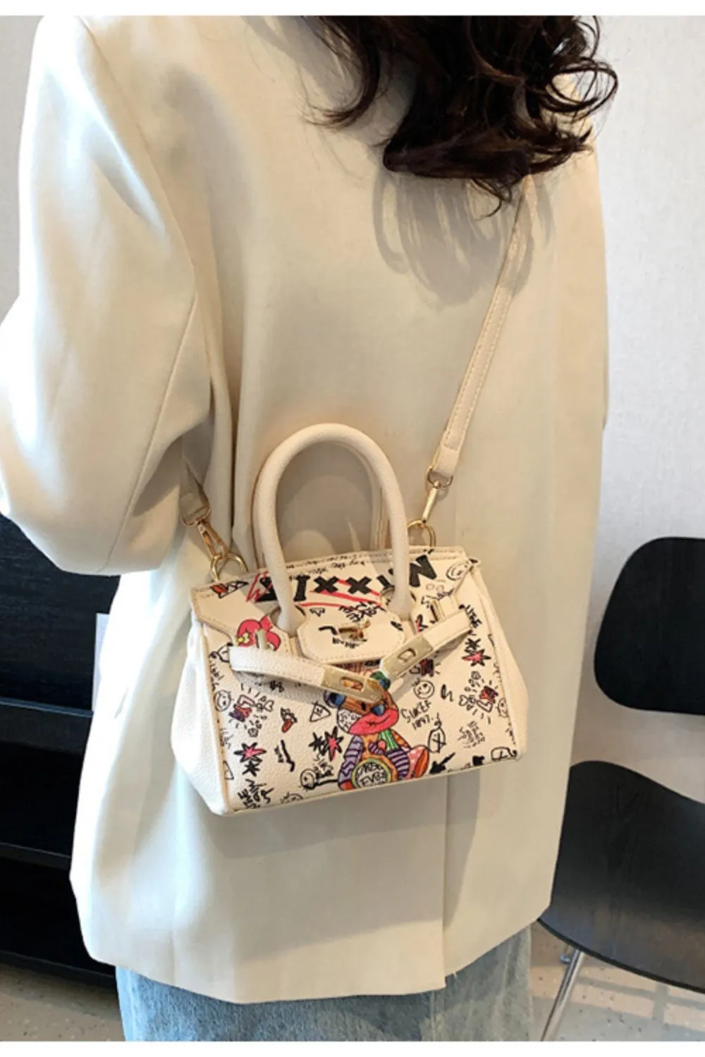 'Avery' Graffiti Crossbody Bag(3 color) sold by Goodnight Macaroon product image thumbnail 5