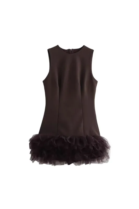 'Ella' Sleeveless Chiffon-Panel Round-Neck Dress made by Goodnight Macaroon